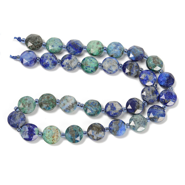 Chrysocolla Chinese, Dyed, Faceted, Hexagon Coin, One 10mm Strand