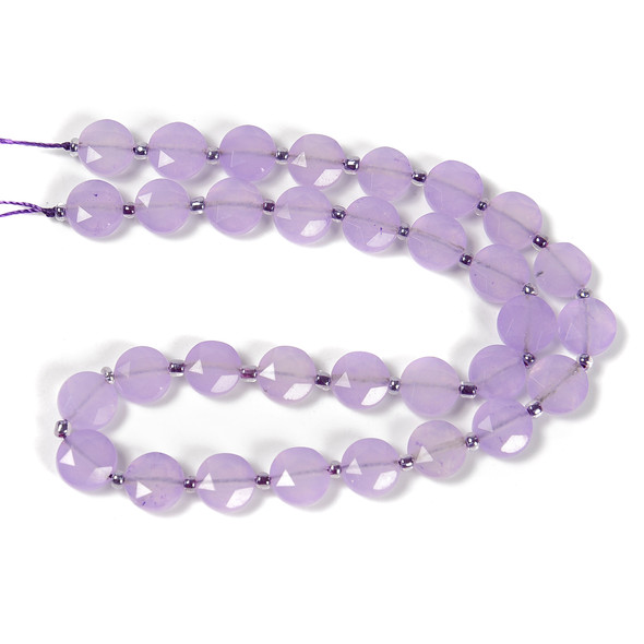 Jade, Lavender, Nephrite,  Faceted, Hexagon Coin, One 10mm Strand
