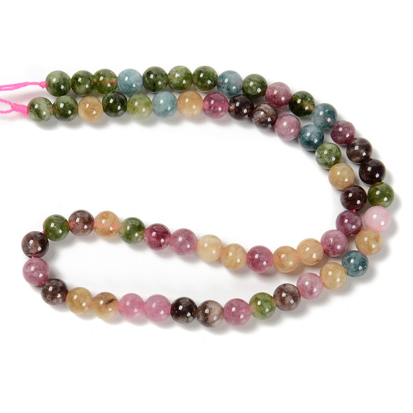 Jade, Mixed, Tourmaline Colors, Nephrite, Dyed, Smooth Round in sizes 6mm. Priced Per Strand
