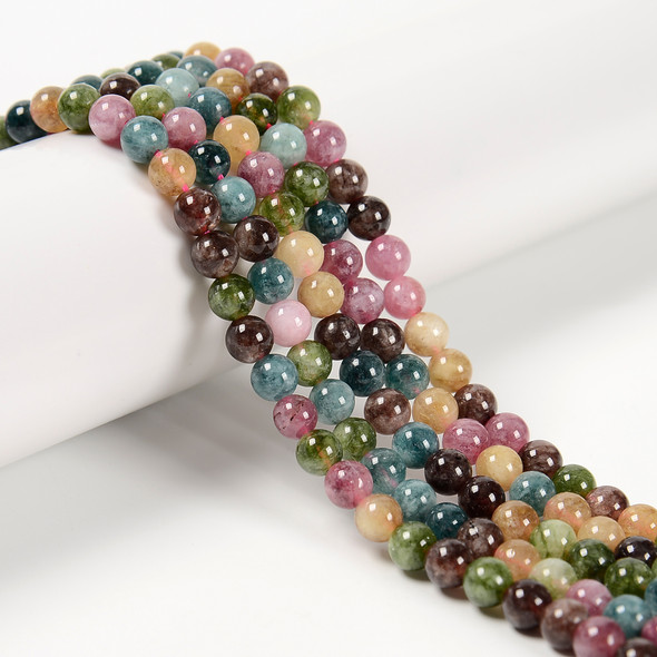 Jade, Mixed, Tourmaline Colors, Nephrite, Dyed, Smooth Round in sizes 6mm. Priced Per Strand