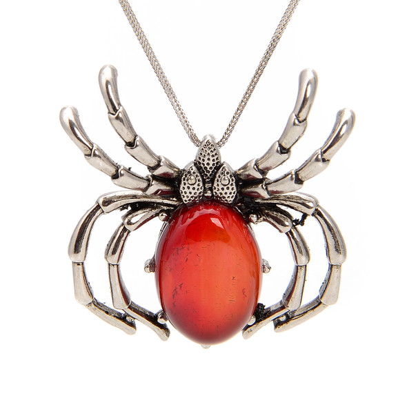 Carnelian, Agate, Dyed, Spider, One Pendant, 35mm