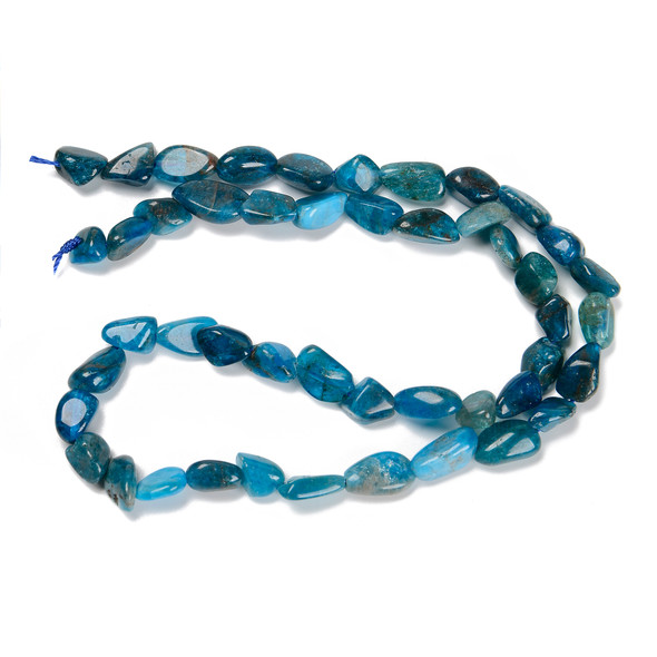 Apatite, Neon, Natural, Smooth, Nuggets, Varied Sizes, One 8-10mm Strand