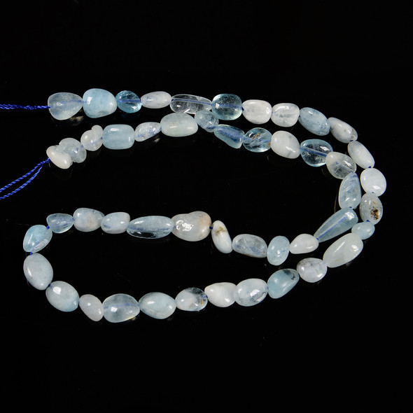 Aquamarine, Heated, Smooth, Nuggets, Varied Sizes, One 8-10mm Strand