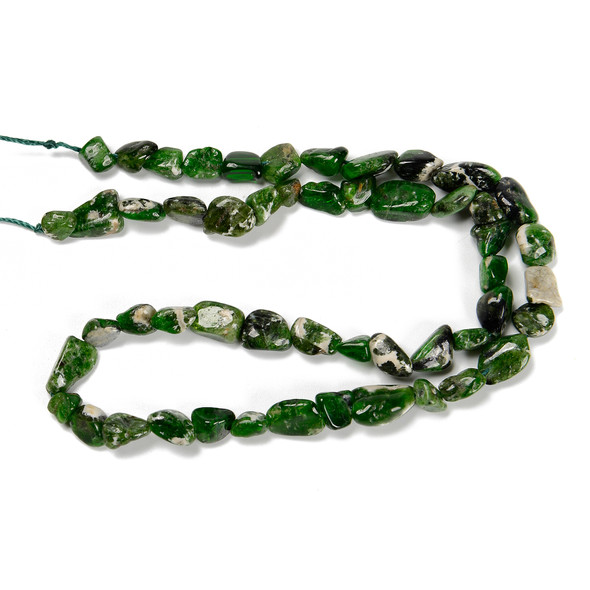 Chrome Diopside, Natural, Smooth, Nuggets, Varied Sizes, One 8-10mm Strand