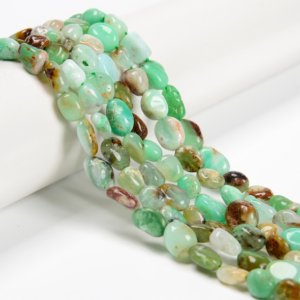 Chrysoprase, Natural, Smooth, Nuggets, Varied Sizes, One 8-10mm