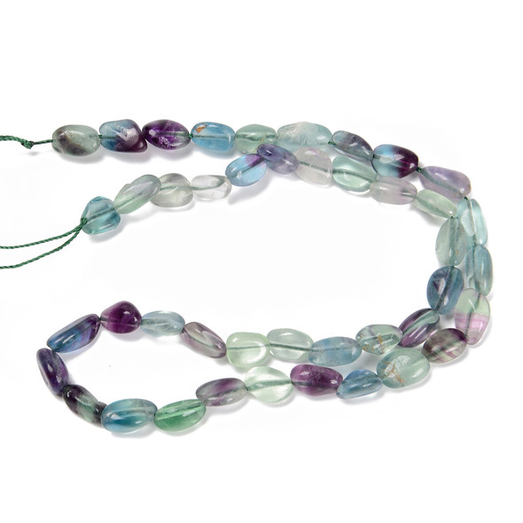 Fluorite, Mix, Natural, Smooth, Nuggets, Varied Sizes, One 8-10mm Strand