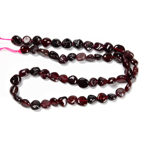 Garnet, Natural, Smooth, Nuggets, Varied Sizes, One 8-10mm Strand