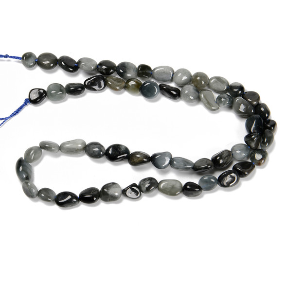 Eagle's Eye, Natural, Smooth, Nuggets, Varied Sizes, One 8-10mm Strand