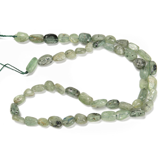 Kyanite, Green, Stabilized, Smooth, Nuggets, Varied Sizes, One 8-10mm Strand