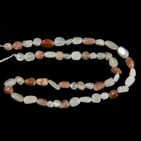 Moonstone, Multicolor, Natural, Smooth, Nuggets, Varied Sizes, One 8-10mm Strand