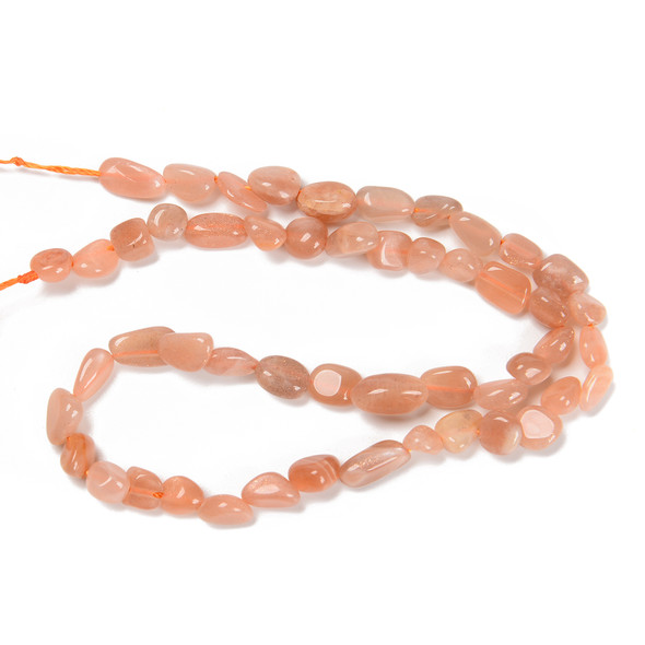 Moonstone, Peach, Natural, Smooth, Nuggets, Varied Sizes, One 8-10mm Strand