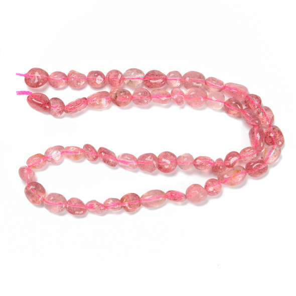 Strawberry Quartz, Natural, Smooth, Nuggets, Varied Sizes, One 8-10mm Strand