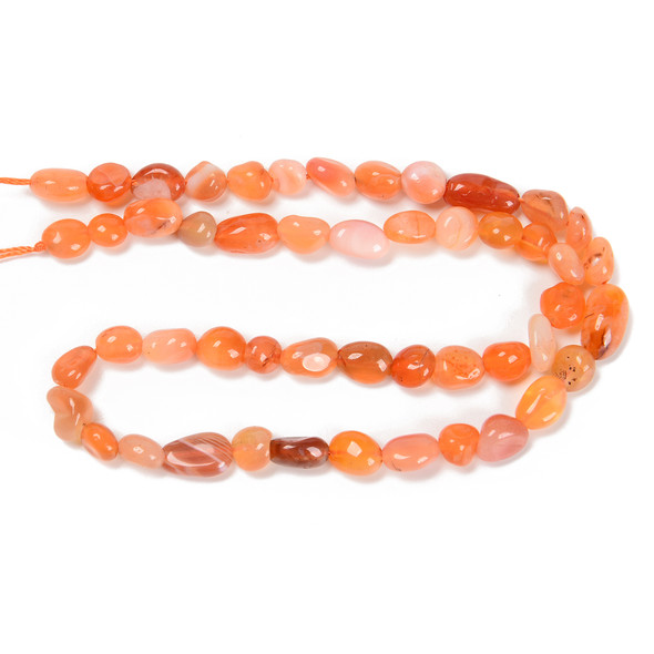 Botswana Agate, Red/Orange, Natural, Smooth, Nuggets, Varied Sizes, One 8-10mm Strand