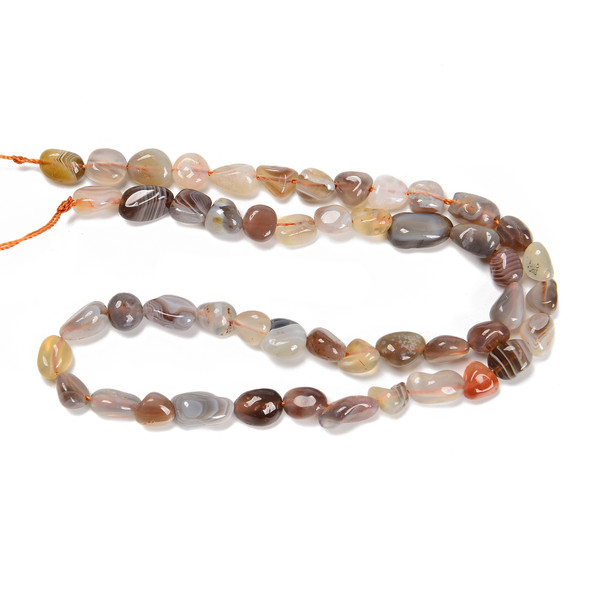 Botswana Agate, Striped, Natural, Smooth, Nuggets, Varied Sizes, One 8-10mm Strand