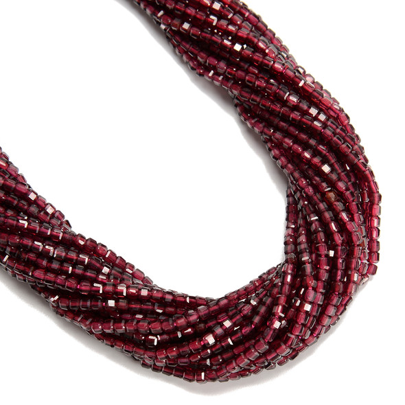 Garnet, Natural, Faceted Mini Cube, One 2.5mm Strand