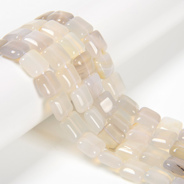 White Agate, Natural, Smooth Square, One 12mm Strand