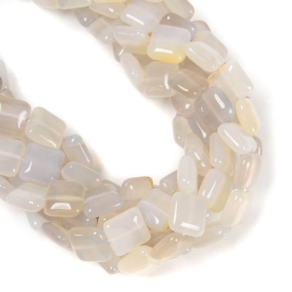 White Agate, Natural, Smooth Square, One 12mm Strand
