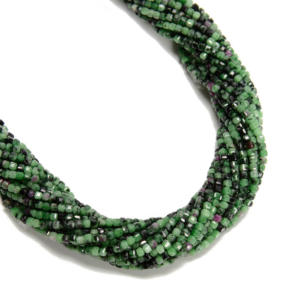 Ruby Zoisite, Natural, Faceted Mini Cube, One 2.5mm Strand