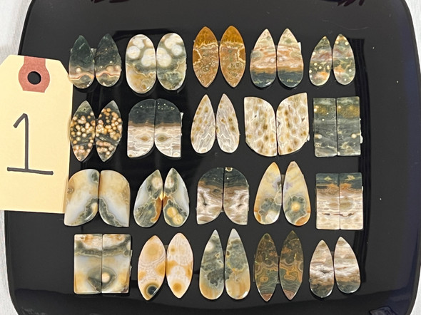 Jasper, Ocean, Matched Pairs, Cabochons, 100 Gram Lot