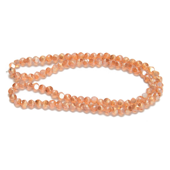 Wild Salmon, Smooth Round, Window Cut Glass, One 8mm Strand