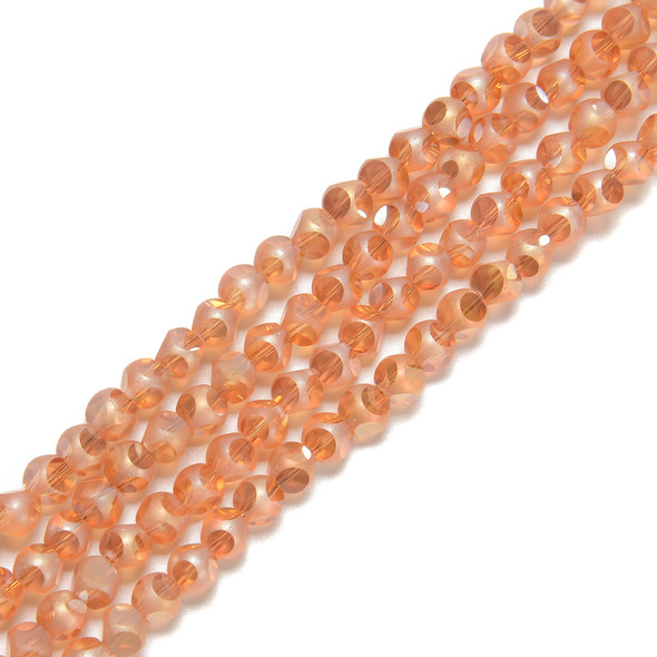 Wild Salmon, Smooth Round, Window Cut Glass, One 8mm Strand