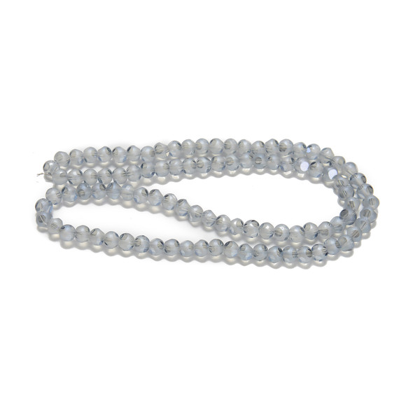 Landguid Blue, Smooth Round, Window Cut Glass, One 6mm Strand