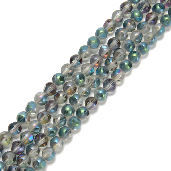 Transparent Rainbow, Smooth Round, Window Cut Glass, One 6mm Strand