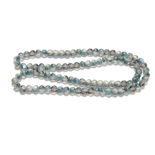 Transparent Rainbow, Smooth Round, Window Cut Glass, One 8mm Strand