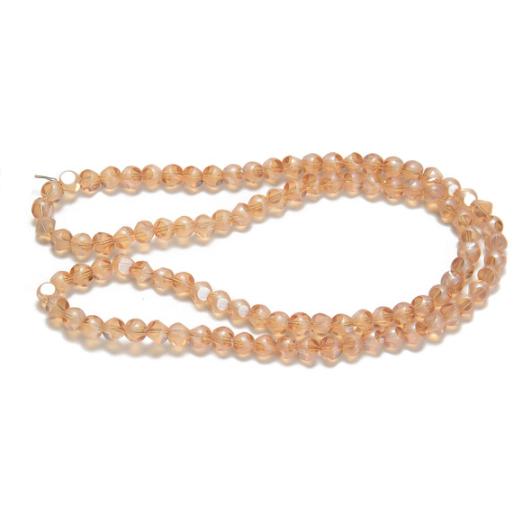 Light Apricot, Smooth Round, Window Cut Glass, One 4mm Strand