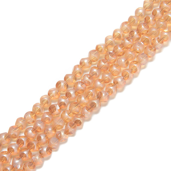 Light Apricot, Smooth Round, Window Cut Glass, One 4mm Strand