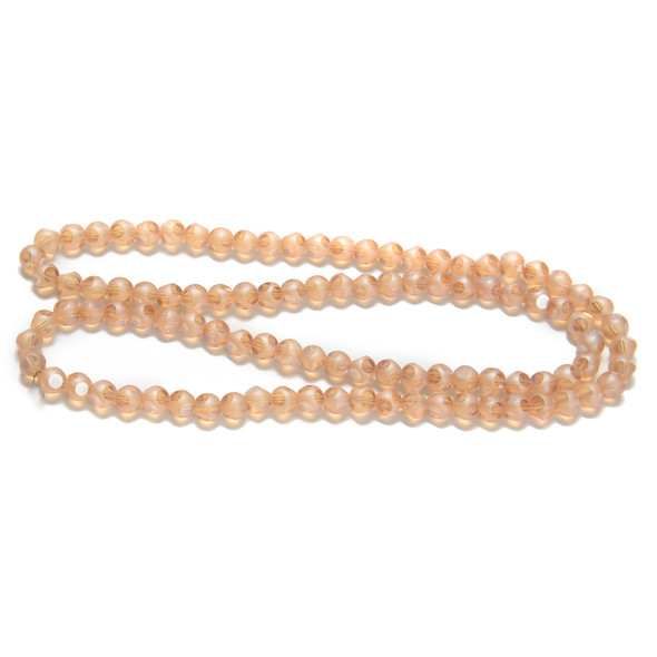 Light Apricot, Smooth Round, Window Cut Glass, One 6mm Strand