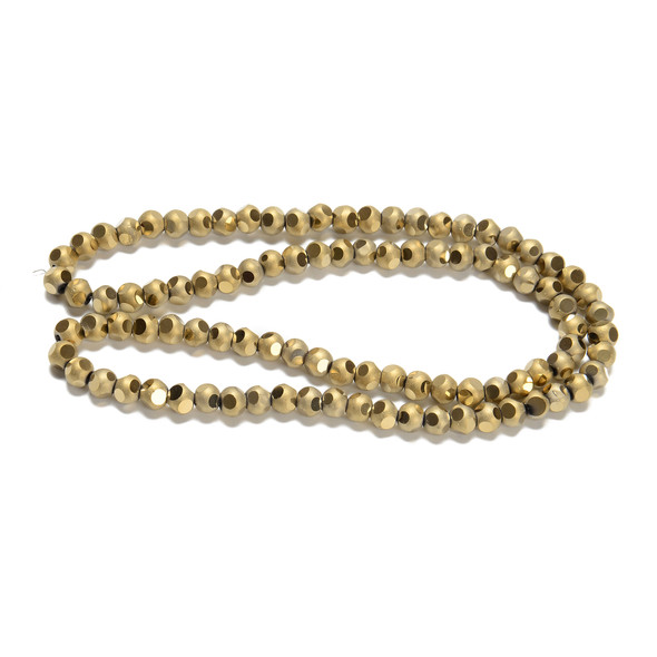 Golden Bronze, Smooth Round, Window Cut Glass, One 6mm Strand