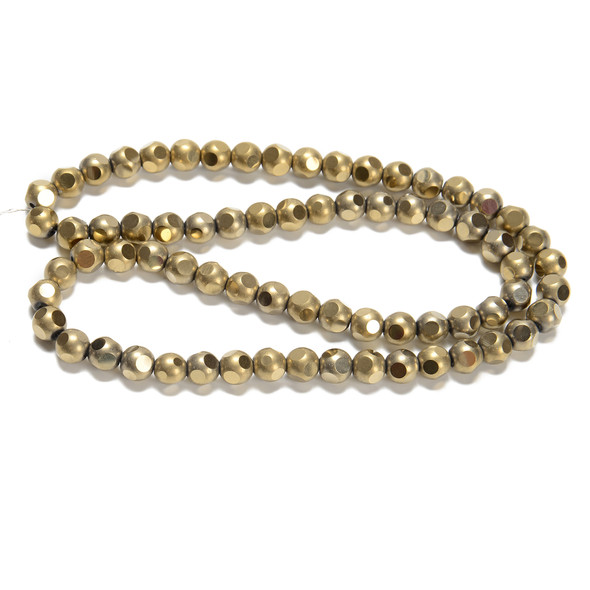 Golden Bronze, Smooth Round, Window Cut Glass, One 8mm Strand