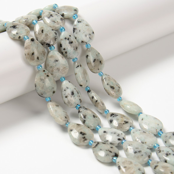 Kiwi, Jasper, Natural, Smooth, Teardrop , One 13x18mm Strand