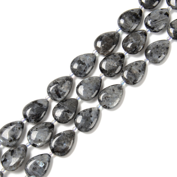 Larvikite, Natural, Smooth, Teardrop , One 13x18mm Strand