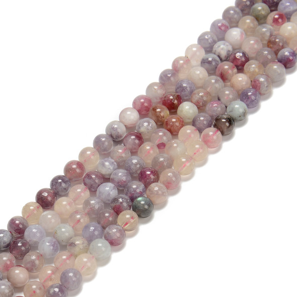 Unicorn Stone, Lepidolite with Pink Tourmaline, Natural, Smooth Round 6mm