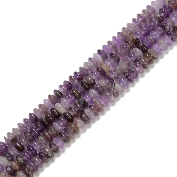 Amethyst, Mixed, Natural, Heishi Bicone, One 3x6mm Strand