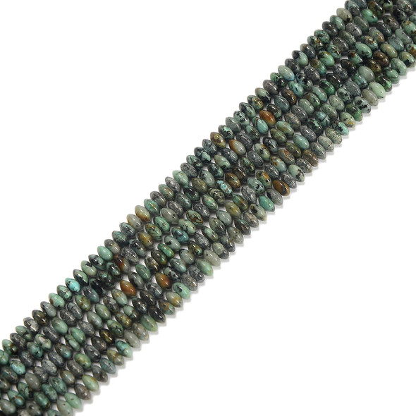 African Turquoise, Jasper, Dyed, Heishi Bicone, One 3x6mm Strand