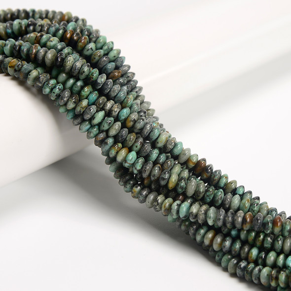 African Turquoise, Jasper, Dyed, Heishi Bicone, One 3x6mm Strand