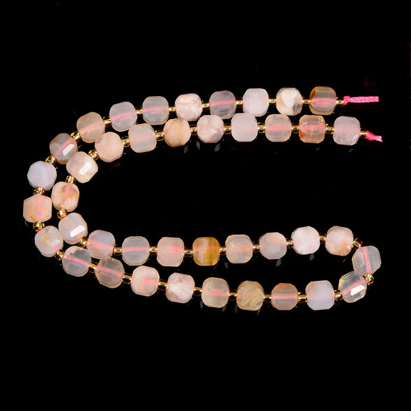 Flower Agate, Natural, Faceted Cube, One 6mm Strand