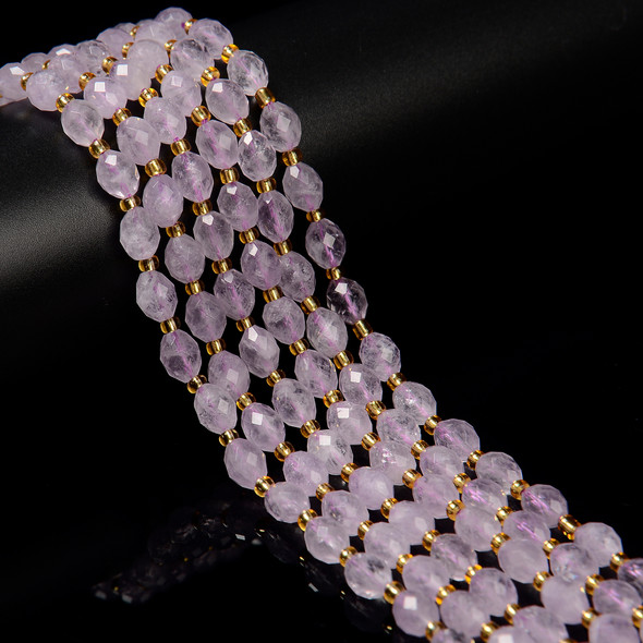 Jade, Lavender, Nephrite, Natural, Faceted Rice Beads, One 6x8mm Strand