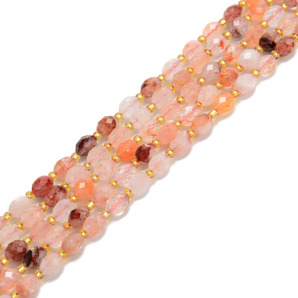 Red Hematoid, Quartz, Natural, Faceted Rice Beads, One 8x6mm Strand