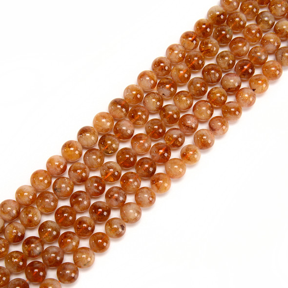 Citrine, Quartz, Heated, Smooth Round, One 10mm Strand