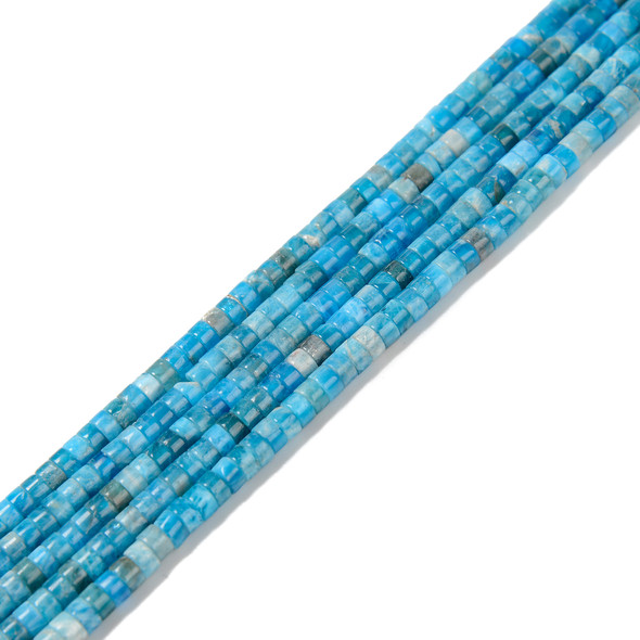 Apatite, Blue, Natural, Heishi, One 4x2mm Strand
