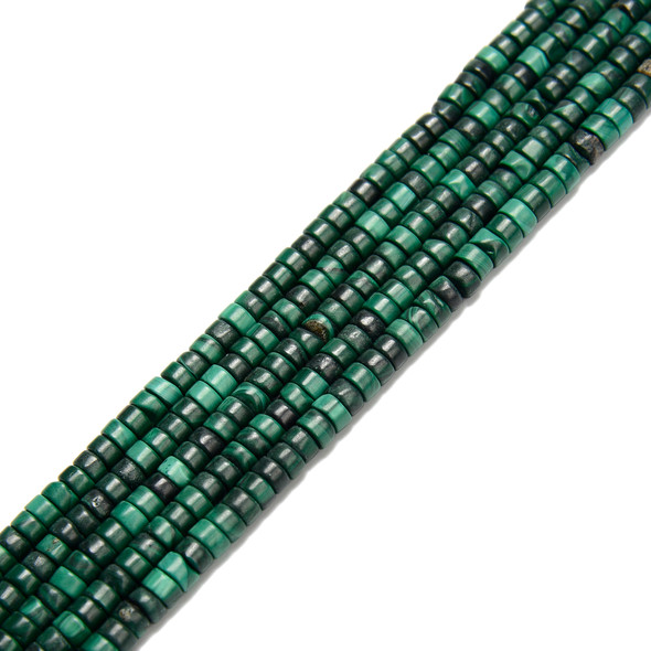 Malachite, Natural, Heishi, One 4x2mm Strand