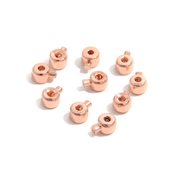 Easy Crimp, Rose Gold Color Plated, 3mm, 10 pieces, Easy, Secure & Beautiful Finish to Jewelry