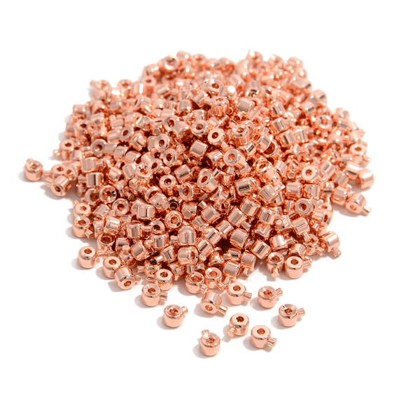 Easy Crimp, Rose Gold Color Plated, 3mm, 500 pieces, Easy, Secure & Beautiful Finish to Jewelry