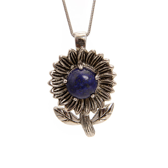 Lapis, Dyed, Sunflower, One Pendant, 33x22mm