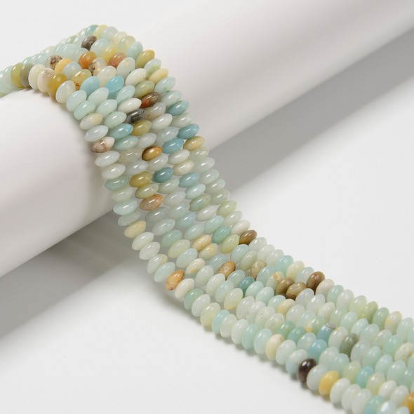 Amazonite, Mix, Natural, Heishi Bicone, One 3x6mm Strand
