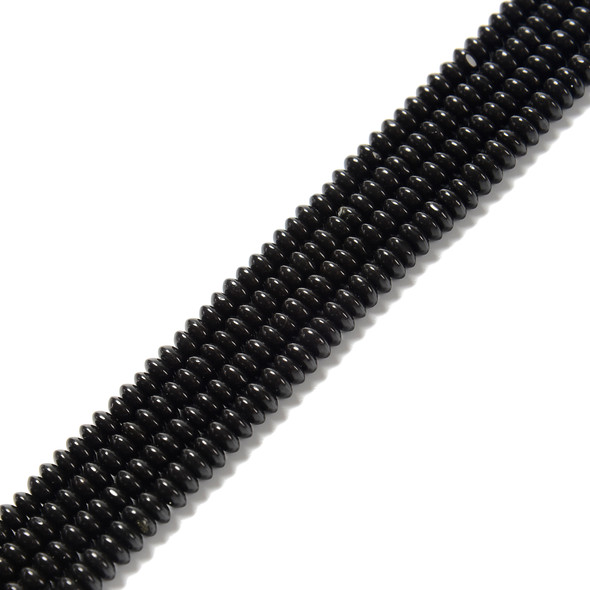 Stone, Black, Dyed, Heishi Bicone, One 3x6mm Strand
